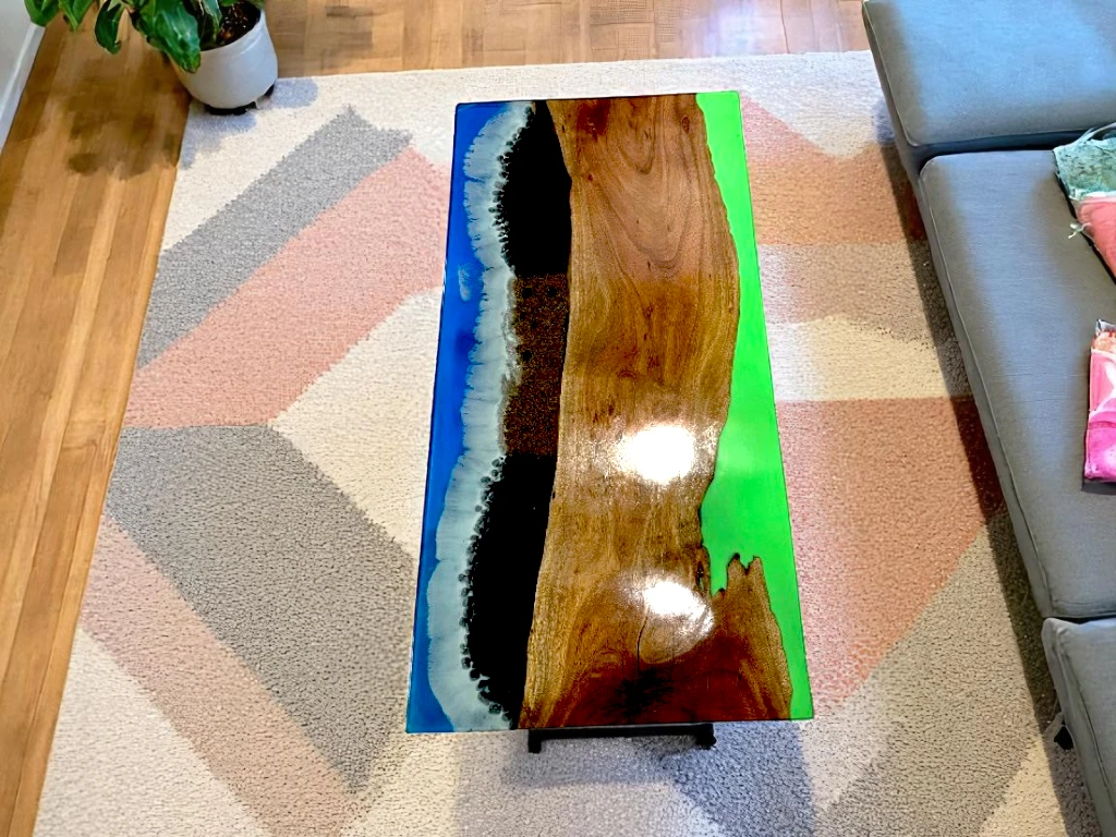 Personalized Acacia Wood Dining Table Featuring Epoxy River Flow